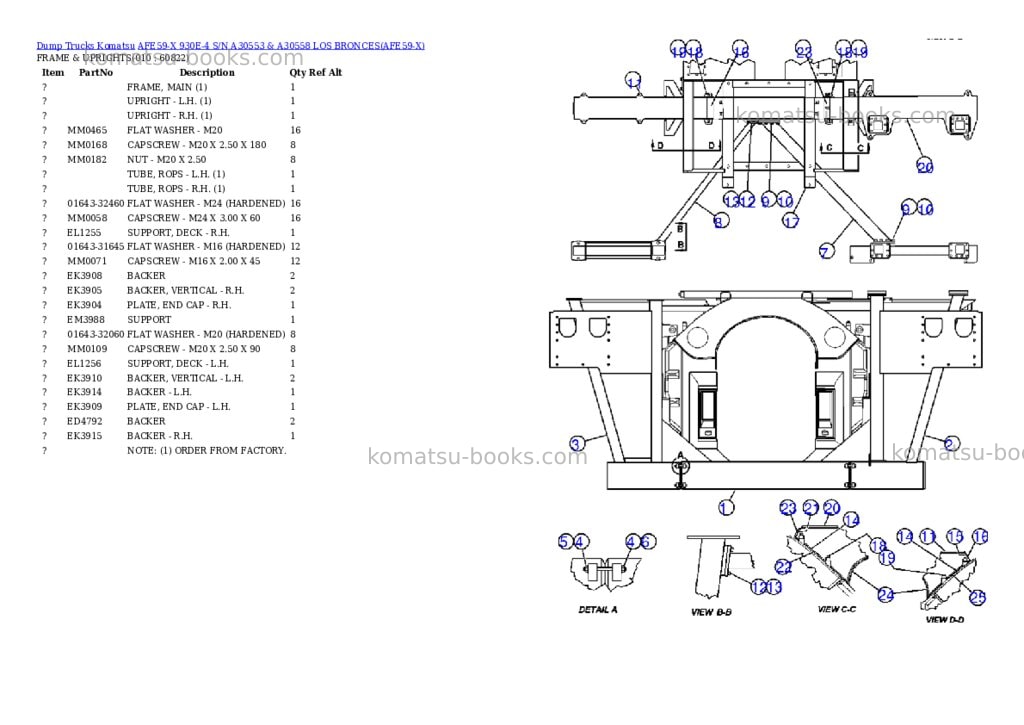 Komatsu afe59-x 930e-4 s/n a30553 & a30558 los bronces Parts catalog cover Page 5