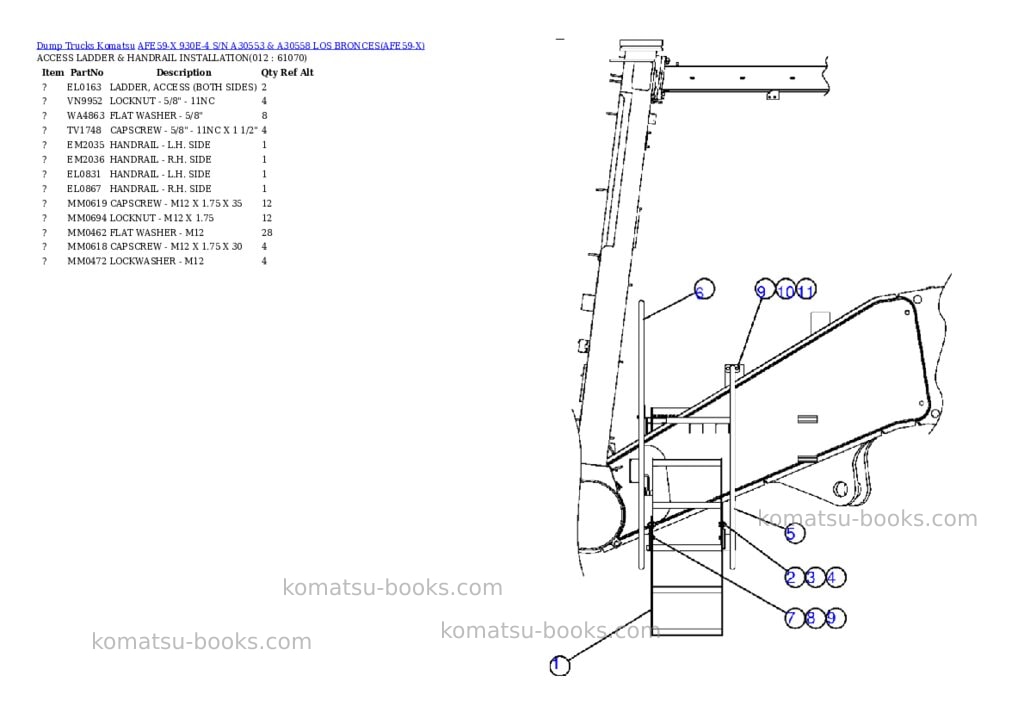 Komatsu afe59-x 930e-4 s/n a30553 & a30558 los bronces Parts catalog cover Page 6