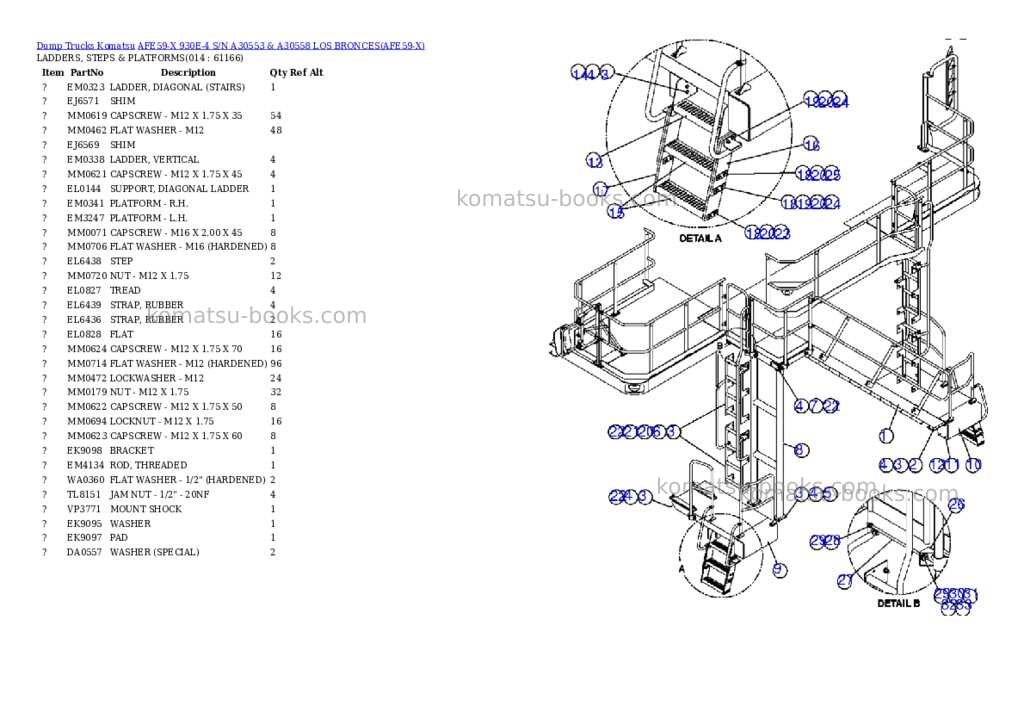 Komatsu afe59-x 930e-4 s/n a30553 & a30558 los bronces Parts catalog cover Page 7