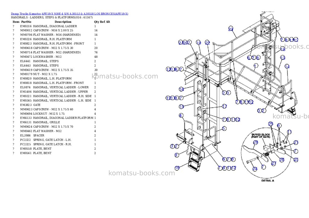 Komatsu afe59-x 930e-4 s/n a30553 & a30558 los bronces Parts catalog cover Page 8