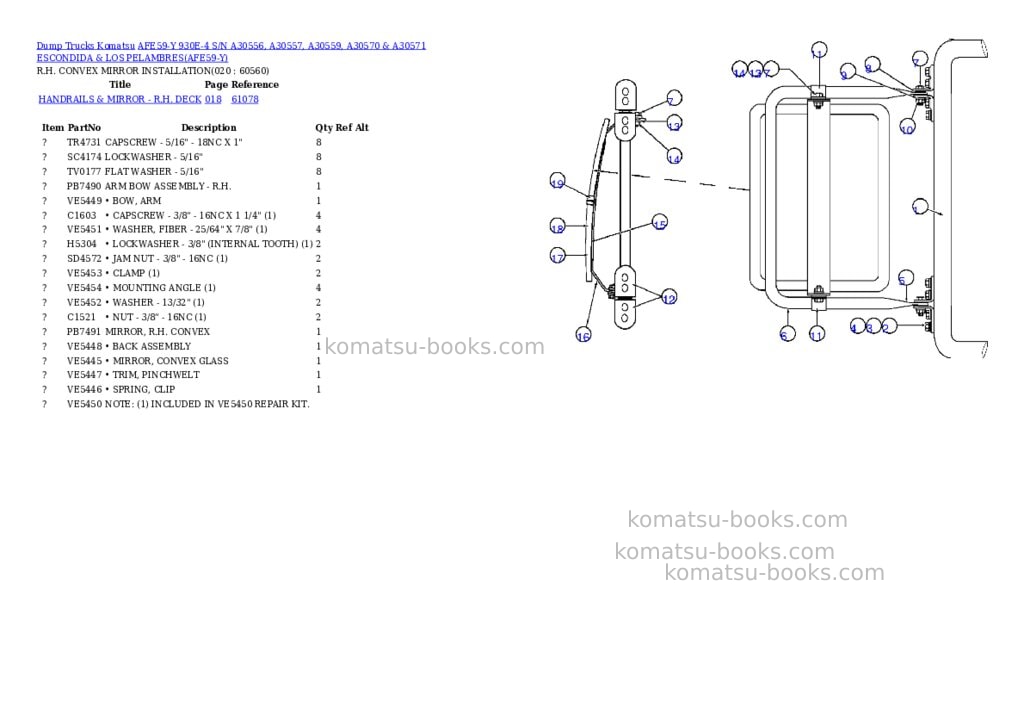 Komatsu afe59-y 930e-4 s/n a30556, a30557, a30559, a30570 & a30571 escondida & los pelambres Parts catalog cover Page 10