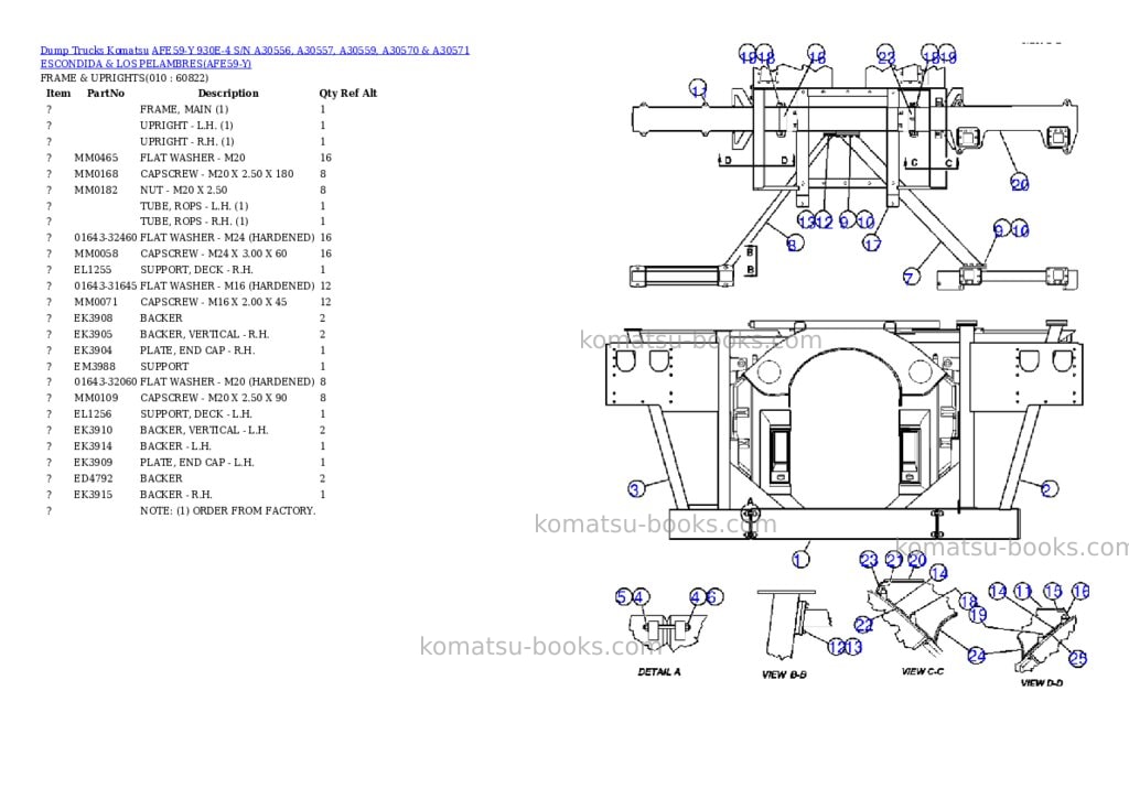 Komatsu afe59-y 930e-4 s/n a30556, a30557, a30559, a30570 & a30571 escondida & los pelambres Parts catalog cover Page 5
