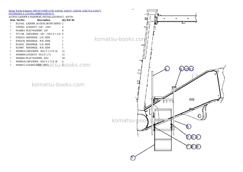 Komatsu afe59-y 930e-4 s/n a30556, a30557, a30559, a30570 & a30571 escondida & los pelambres Parts catalog cover Page 6