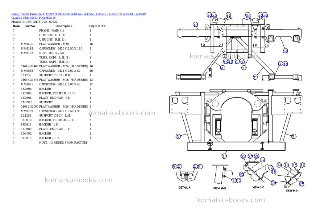Komatsu afe59-z 930e-4 s/n a30554 - a30555, a30576 - a30577 & a30581 - a30582 glamis penasquito Parts catalog cover Page 5