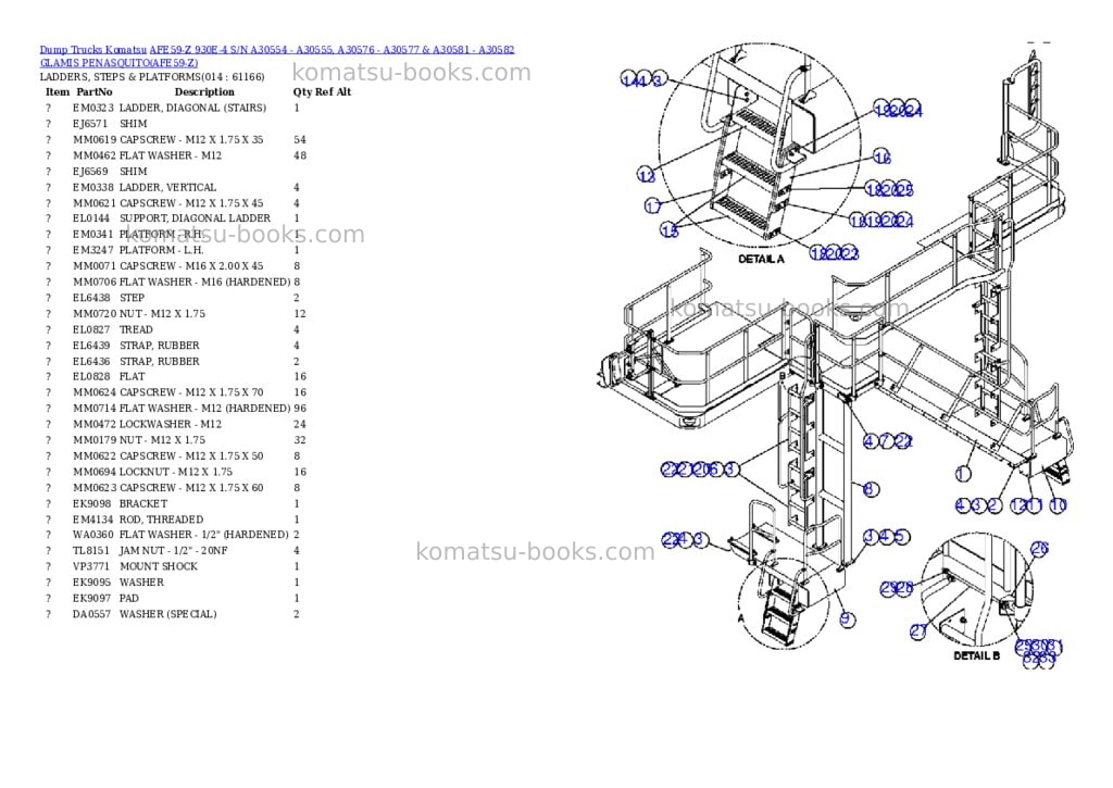 Komatsu afe59-z 930e-4 s/n a30554 - a30555, a30576 - a30577 & a30581 - a30582 glamis penasquito Parts catalog cover Page 7