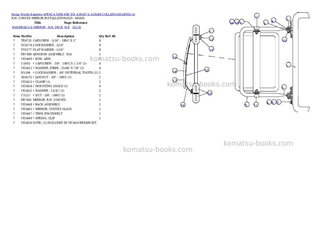 Komatsu afe62-a 930e-4se s/n a30587 & a30588 collahuasi Parts catalog cover Page 4