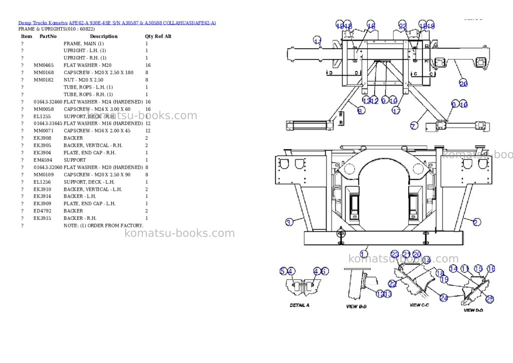 Komatsu afe62-a 930e-4se s/n a30587 & a30588 collahuasi Parts catalog cover Page 5