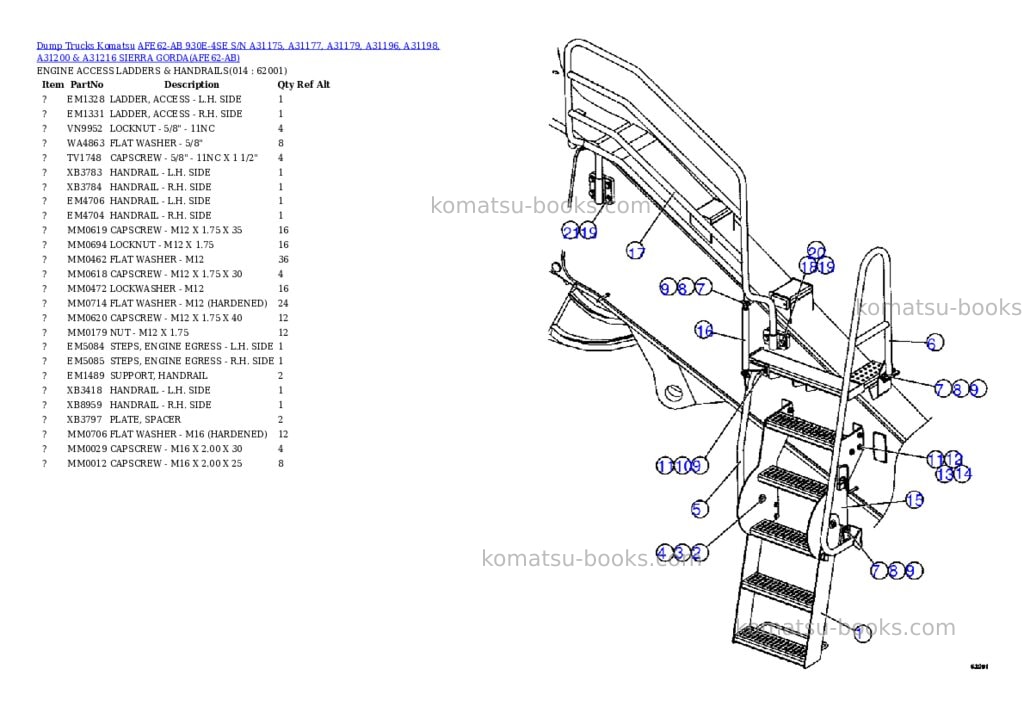 Komatsu afe62-ab 930e-4se s/n a31175, a31177, a31179, a31196, a31198, a31200 & a31216 sierra gorda Parts catalog cover Page 7