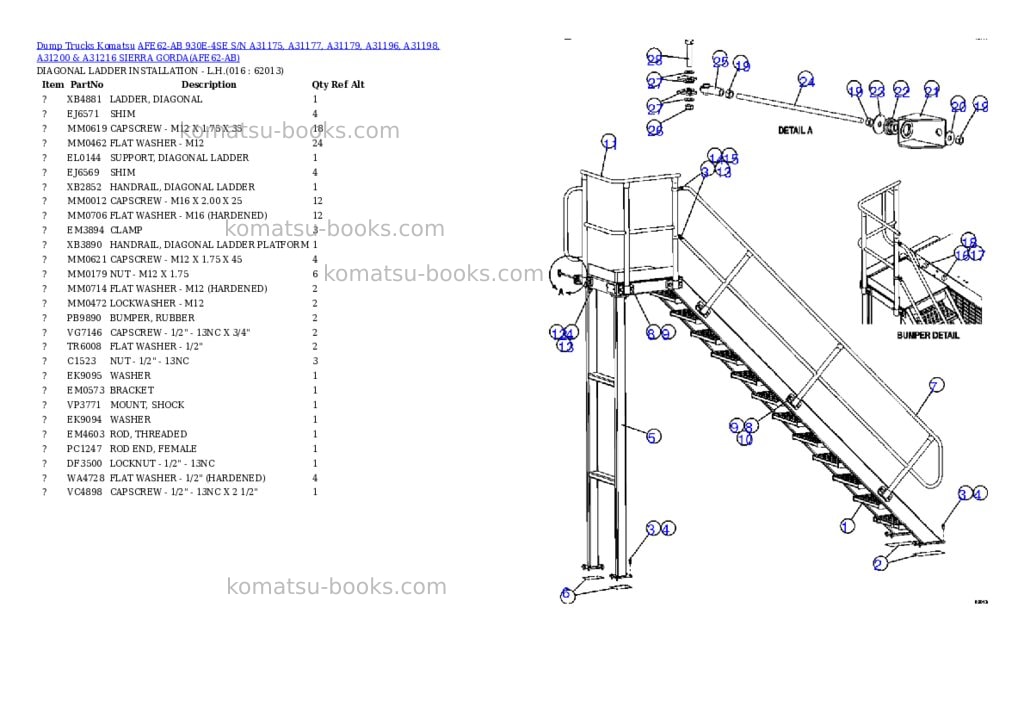 Komatsu afe62-ab 930e-4se s/n a31175, a31177, a31179, a31196, a31198, a31200 & a31216 sierra gorda Parts catalog cover Page 8