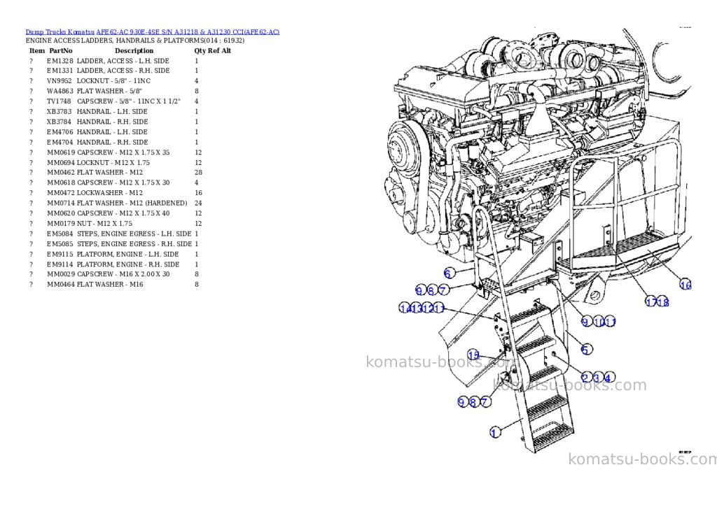 Komatsu afe62-ac 930e-4se s/n a31218 & a31230 cci Parts catalog cover Page 7 Komatsu afe62-ac 930e-4se s/n a31218 & a31230 cci Parts catalog cover Page 7