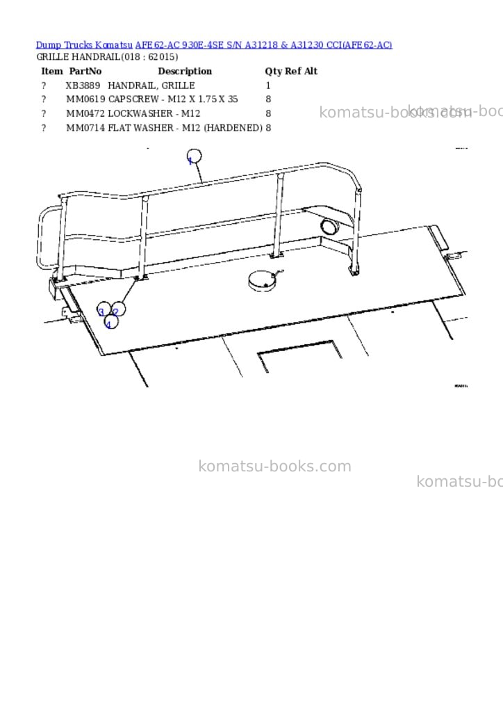 Komatsu afe62-ac 930e-4se s/n a31218 & a31230 cci Parts catalog cover Page 9 Komatsu afe62-ac 930e-4se s/n a31218 & a31230 cci Parts catalog cover Page 9