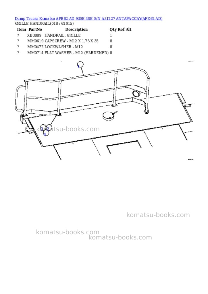Komatsu afe62-ad 930e-4se s/n a31227 antapaccay Parts catalog cover Page 3