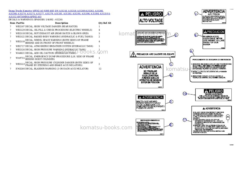 Komatsu afe62-ag 930e-4se s/n a31256, a31258, a31260-a31262, a31266, a31268, a31270, a31275, a31277, a31279, a31281, a31283, a31295, a31306, a31308, a31310 & a31312 antamina Parts catalog cover Komatsu afe62-ag 930e-4se s/n a31256, a31258, a31260-a31262, a31266, a31268, a31270, a31275, a31277, a31279, a31281, a31283, a31295, a31306, a31308, a31310 & a31312 antamina Parts catalog cover