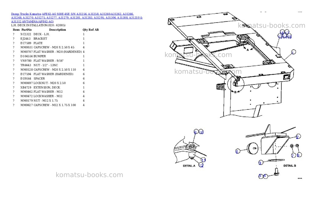 Komatsu afe62-ag 930e-4se s/n a31256, a31258, a31260-a31262, a31266, a31268, a31270, a31275, a31277, a31279, a31281, a31283, a31295, a31306, a31308, a31310 & a31312 antamina Parts catalog cover Page 10 Komatsu afe62-ag 930e-4se s/n a31256, a31258, a31260-a31262, a31266, a31268, a31270, a31275, a31277, a31279, a31281, a31283, a31295, a31306, a31308, a31310 & a31312 antamina Parts catalog cover Page 10