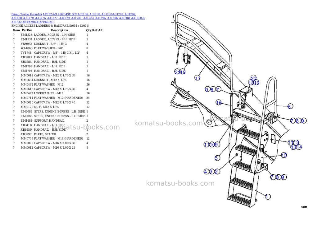 Komatsu afe62-ag 930e-4se s/n a31256, a31258, a31260-a31262, a31266, a31268, a31270, a31275, a31277, a31279, a31281, a31283, a31295, a31306, a31308, a31310 & a31312 antamina Parts catalog cover Page 7 Komatsu afe62-ag 930e-4se s/n a31256, a31258, a31260-a31262, a31266, a31268, a31270, a31275, a31277, a31279, a31281, a31283, a31295, a31306, a31308, a31310 & a31312 antamina Parts catalog cover Page 7