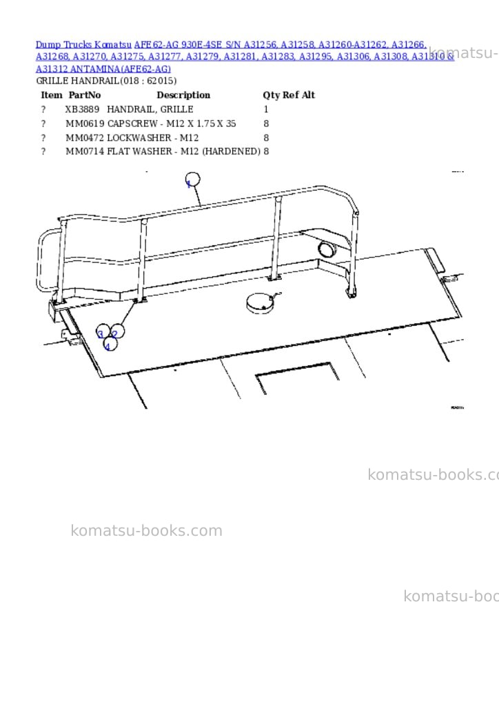 Komatsu afe62-ag 930e-4se s/n a31256, a31258, a31260-a31262, a31266, a31268, a31270, a31275, a31277, a31279, a31281, a31283, a31295, a31306, a31308, a31310 & a31312 antamina Parts catalog cover Page 9 Komatsu afe62-ag 930e-4se s/n a31256, a31258, a31260-a31262, a31266, a31268, a31270, a31275, a31277, a31279, a31281, a31283, a31295, a31306, a31308, a31310 & a31312 antamina Parts catalog cover Page 9