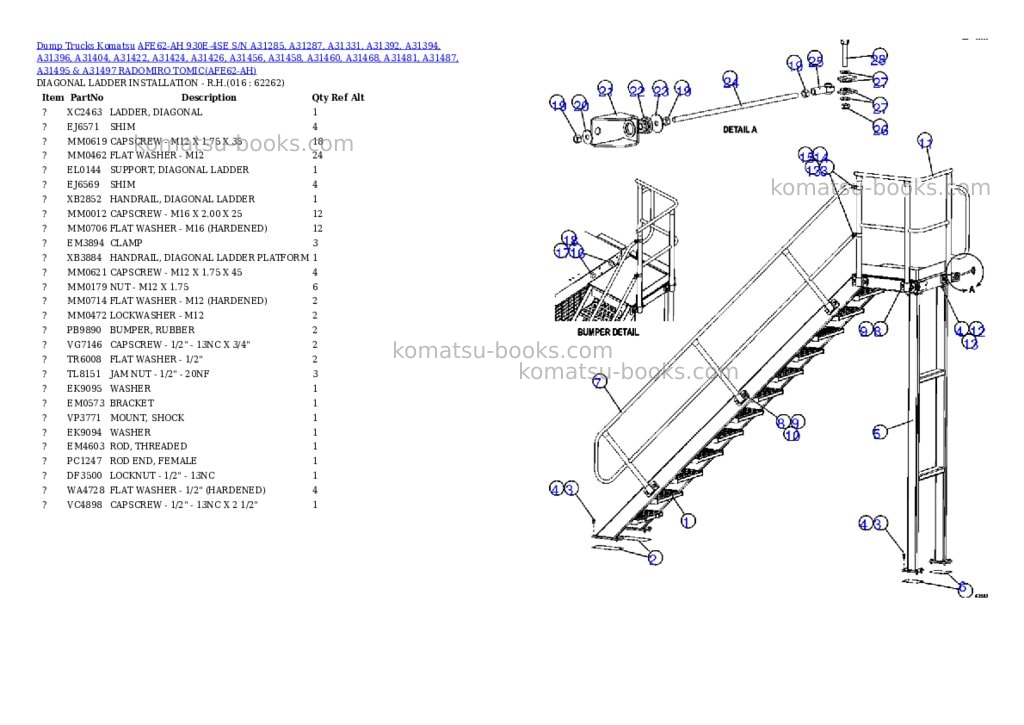Komatsu afe62-ah 930e-4se s/n a31285, a31287, a31331, a31392, a31394, a31396, a31404, a31422, a31424, a31426, a31456, a31458, a31460, a31468, a31481, a31487, a31495 & a31497 radomiro tomic Parts catalog cover Page 6