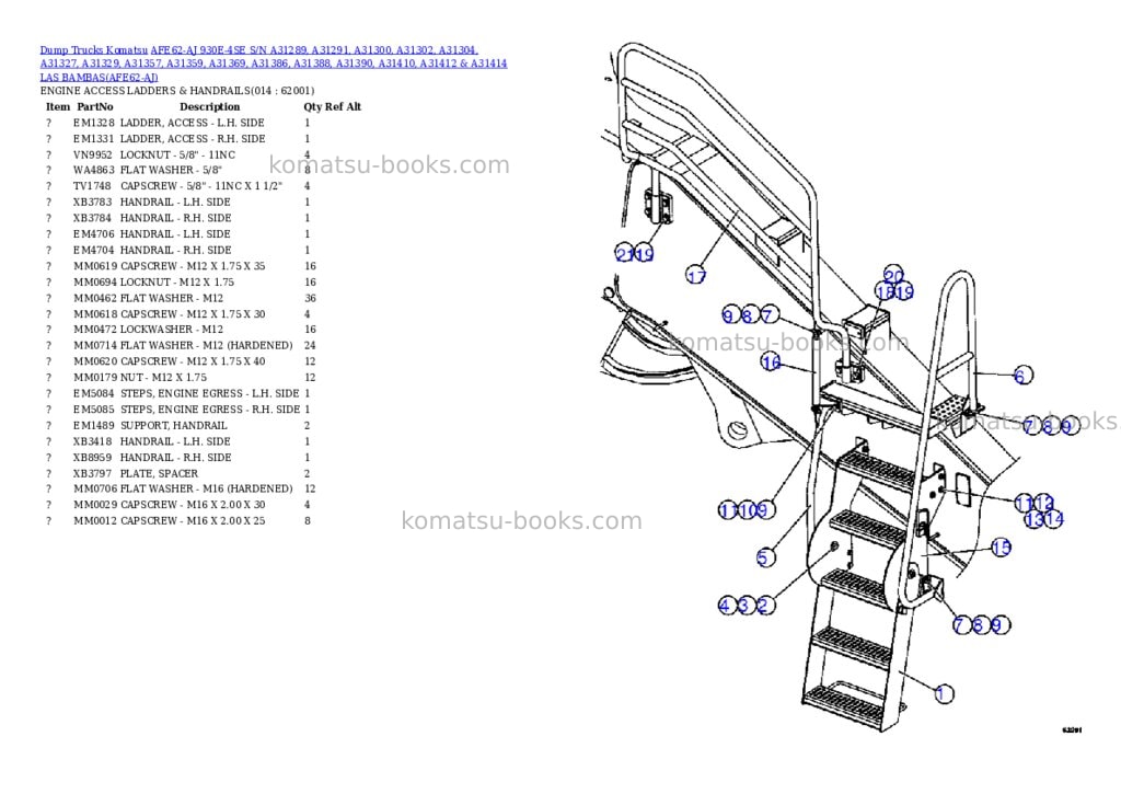 Komatsu afe62-aj 930e-4se s/n a31289, a31291, a31300, a31302, a31304, a31327, a31329, a31357, a31359, a31369, a31386, a31388, a31390, a31410, a31412 & a31414 las bambas Parts catalog cover Page 7