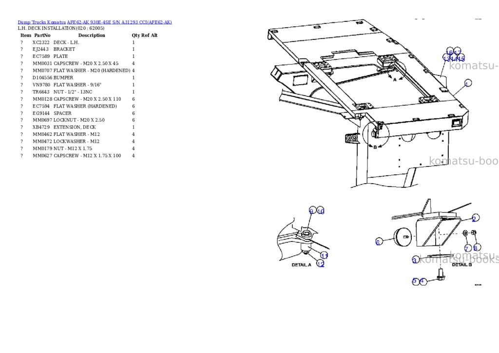 Komatsu afe62-ak 930e-4se s/n a31293 cci Parts catalog cover Page 10