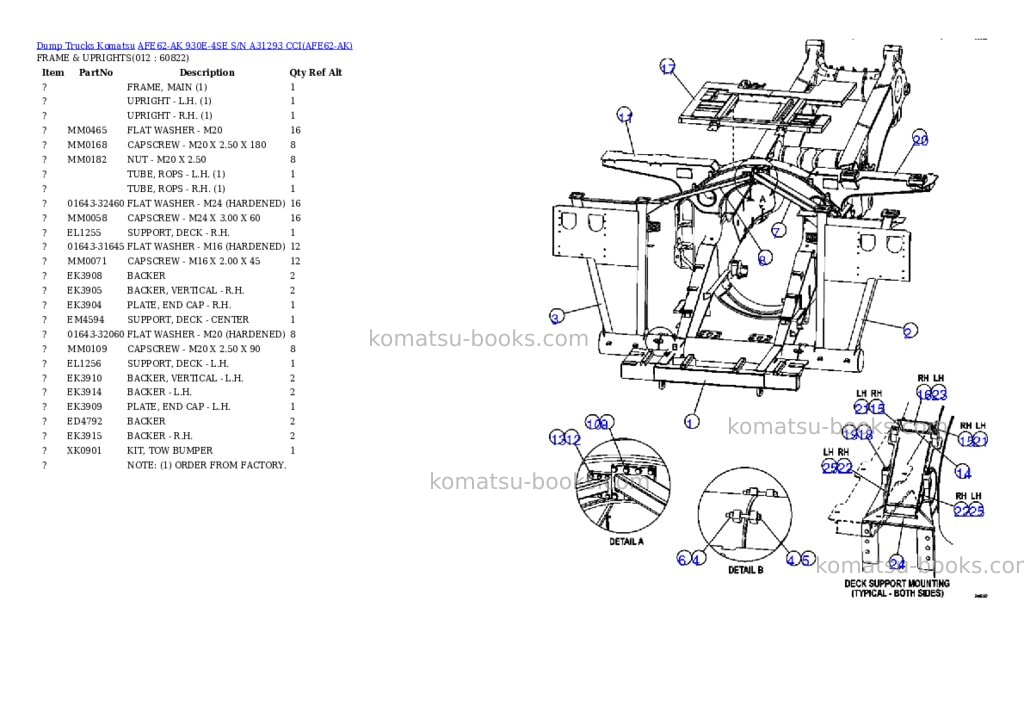 Komatsu afe62-ak 930e-4se s/n a31293 cci Parts catalog cover Page 6