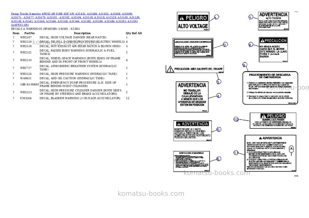 Komatsu afe62-ar 930e-4se s/n a31432, a31448, a31452, a31464, a31466, a31475 - a31477, a31479, a31501 - a31502, a31504, a31516, a31518, a31528, a31530, a31536, a31538, a31542, a31544, a31546, a31558, a31564, a31582, a31584, a31586, a31593, a31595 & a31597 antamina Parts catalog cover Komatsu afe62-ar 930e-4se s/n a31432, a31448, a31452, a31464, a31466, a31475 - a31477, a31479, a31501 - a31502, a31504, a31516, a31518, a31528, a31530, a31536, a31538, a31542, a31544, a31546, a31558, a31564, a31582, a31584, a31586, a31593, a31595 & a31597 antamina Parts catalog cover
