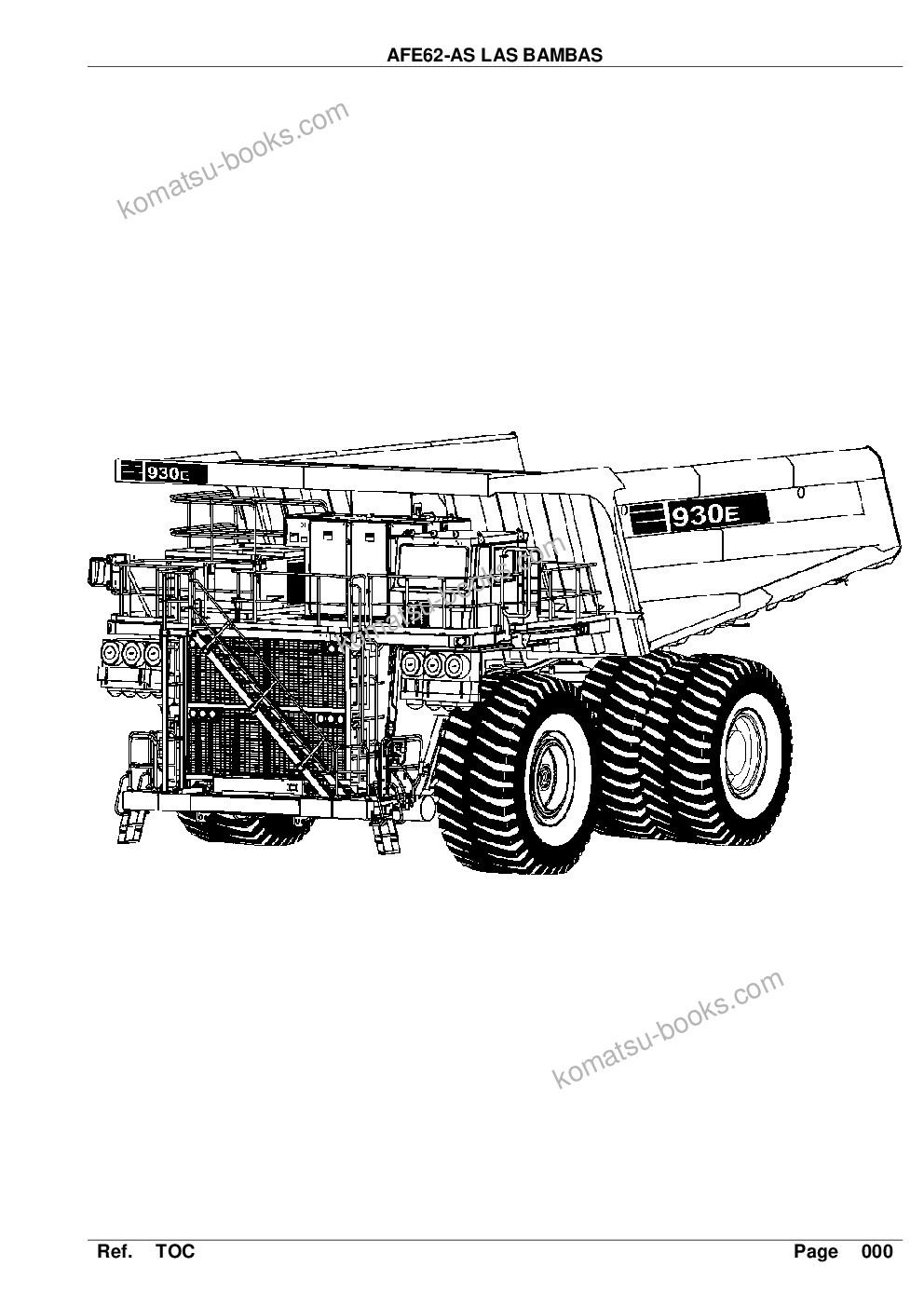 Komatsu afe62-as 930e-4se s/n a31548, a31550, a31560 & a31562 las bambas Parts catalog cover Komatsu afe62-as 930e-4se s/n a31548, a31550, a31560 & a31562 las bambas Parts catalog cover