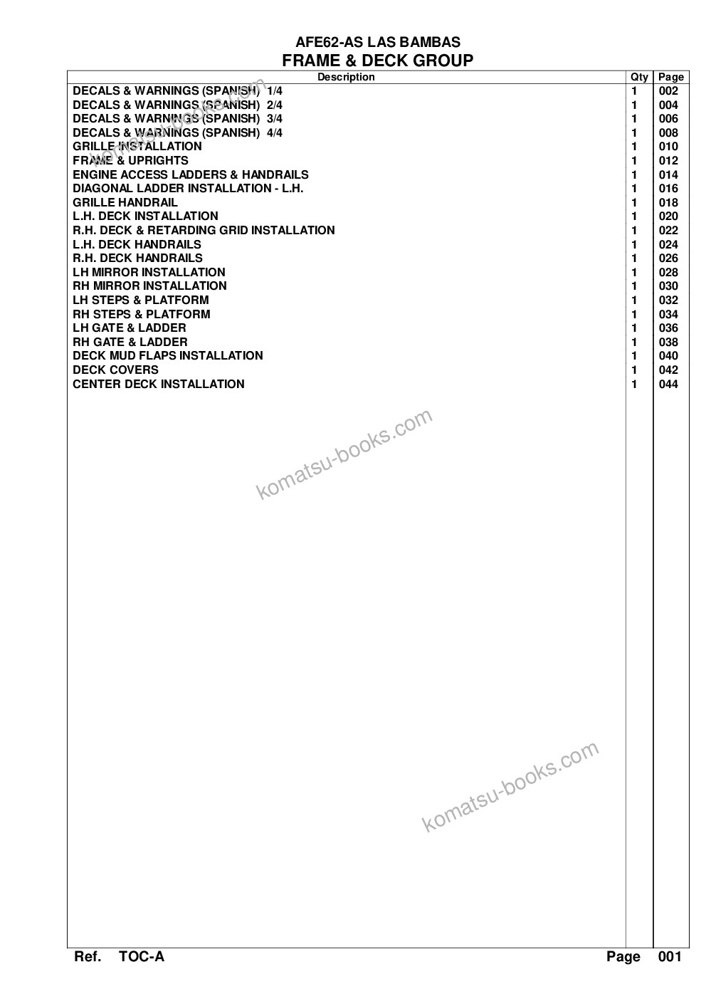 Komatsu afe62-as 930e-4se s/n a31548, a31550, a31560 & a31562 las bambas Parts catalog cover Page 3 Komatsu afe62-as 930e-4se s/n a31548, a31550, a31560 & a31562 las bambas Parts catalog cover Page 3