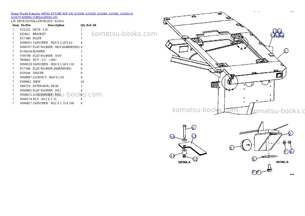Komatsu afe62-at 930e-4se s/n a31636, a31638, a31640, a31642, a31663 & a31670 sierra gorda Parts catalog cover Page 10 Komatsu afe62-at 930e-4se s/n a31636, a31638, a31640, a31642, a31663 & a31670 sierra gorda Parts catalog cover Page 10