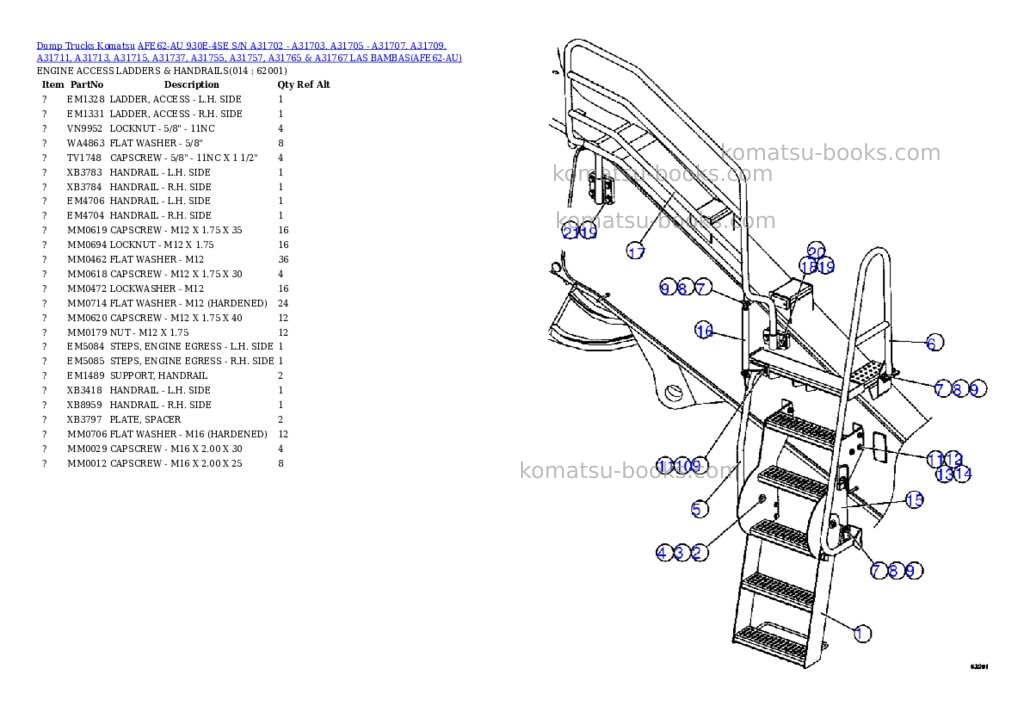 Komatsu afe62-au 930e-4se s/n a31702 - a31703, a31705 - a31707, a31709, a31711, a31713, a31715, a31737, a31755, a31757, a31765 & a31767 las bambas Parts catalog cover Page 7 Komatsu afe62-au 930e-4se s/n a31702 - a31703, a31705 - a31707, a31709, a31711, a31713, a31715, a31737, a31755, a31757, a31765 & a31767 las bambas Parts catalog cover Page 7