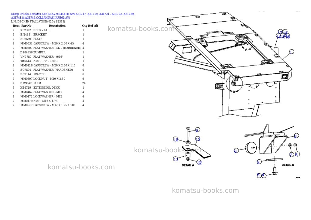 Komatsu afe62-av 930e-4se s/n a31717, a31719, a31721 - a31722, a31739, a31741 & a31743 collahuasi Parts catalog cover Page 10