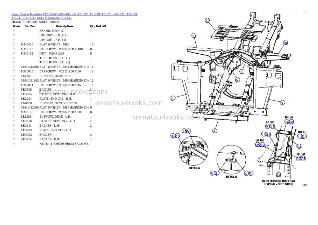 Komatsu afe62-av 930e-4se s/n a31717, a31719, a31721 - a31722, a31739, a31741 & a31743 collahuasi Parts catalog cover Page 6