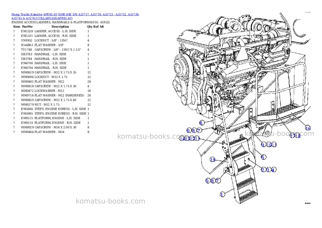Komatsu afe62-av 930e-4se s/n a31717, a31719, a31721 - a31722, a31739, a31741 & a31743 collahuasi Parts catalog cover Page 7