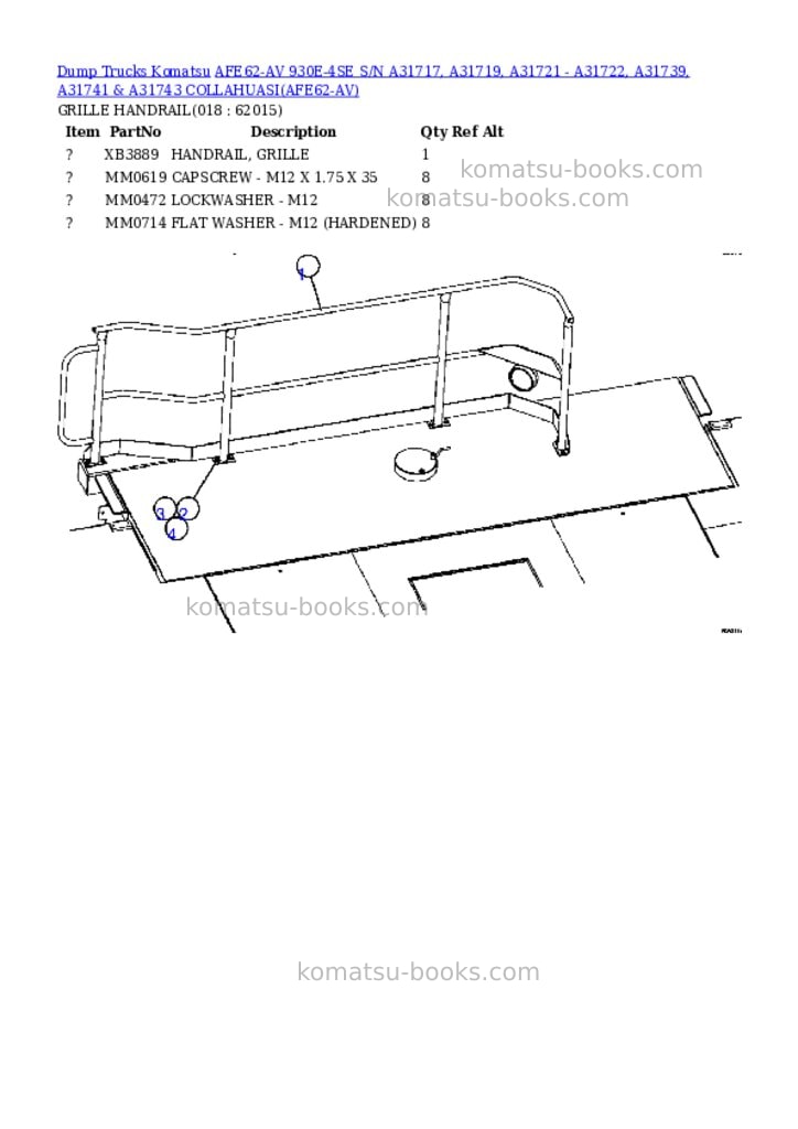 Komatsu afe62-av 930e-4se s/n a31717, a31719, a31721 - a31722, a31739, a31741 & a31743 collahuasi Parts catalog cover Page 9
