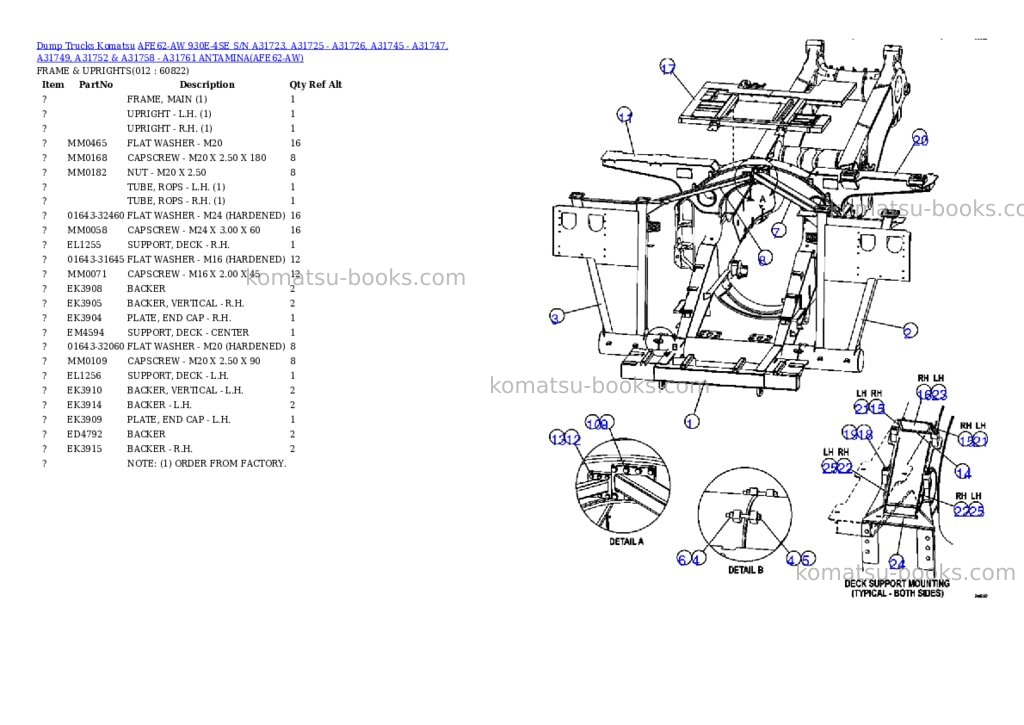 Komatsu afe62-aw 930e-4se s/n a31723, a31725 - a31726, a31745 - a31747, a31749, a31752 & a31758 - a31761 antamina Parts catalog cover Page 6
