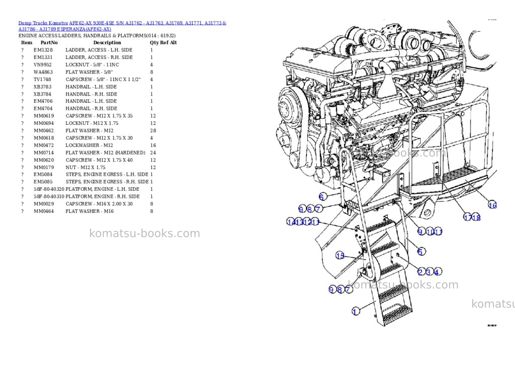 Komatsu afe62-ax 930e-4se s/n a31762 - a31763, a31769, a31771, a31773 & a31786 - a31789 esperanza Parts catalog cover Page 7