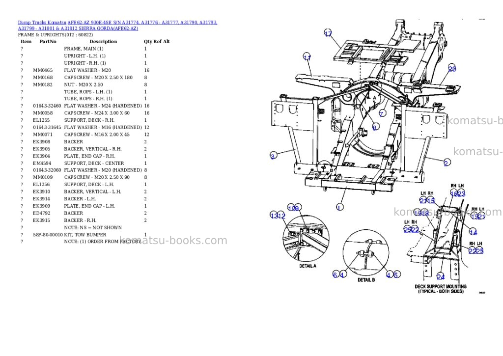 Komatsu afe62-az 930e-4se s/n a31774, a31776 - a31777, a31790, a31793, a31799 - a31801 & a31812 sierra gorda Parts catalog cover Page 6