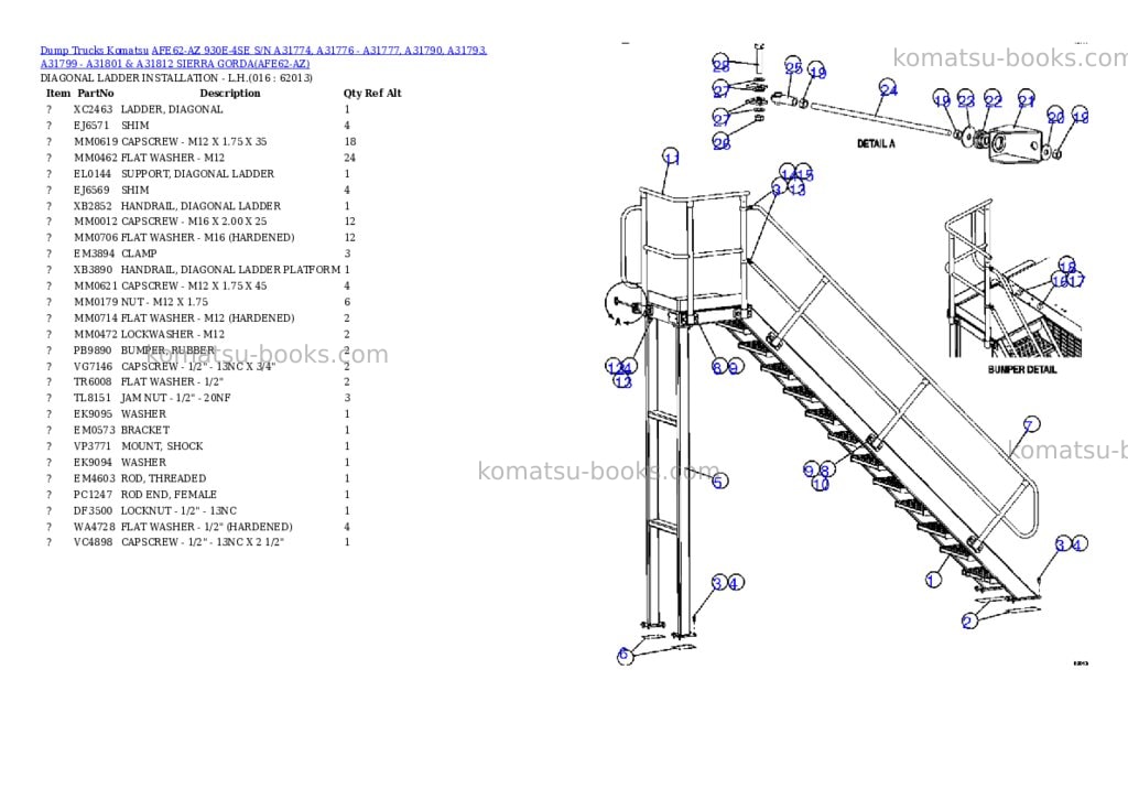 Komatsu afe62-az 930e-4se s/n a31774, a31776 - a31777, a31790, a31793, a31799 - a31801 & a31812 sierra gorda Parts catalog cover Page 8