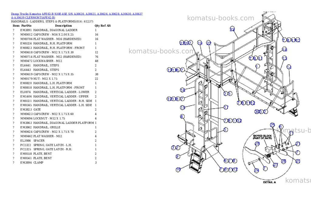 Komatsu afe62-b 930e-4se s/n a30620, a30621, a30626, a30628, a30630, a30637 & a30639 clermont Parts catalog cover Page 8