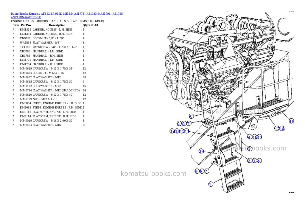 Komatsu afe62-ba 930e-4se s/n a31778 - a31780 & a31796 - a31798 antamina Parts catalog cover Page 7 Komatsu afe62-ba 930e-4se s/n a31778 - a31780 & a31796 - a31798 antamina Parts catalog cover Page 7