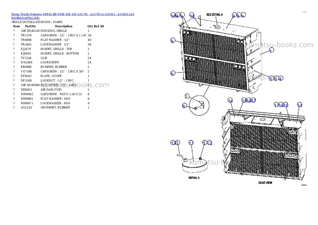 Komatsu afe62-bb 930e-4se s/n a31791 - a31792 & a31813 - a31814 las bambas Parts catalog cover Page 5 Komatsu afe62-bb 930e-4se s/n a31791 - a31792 & a31813 - a31814 las bambas Parts catalog cover Page 5