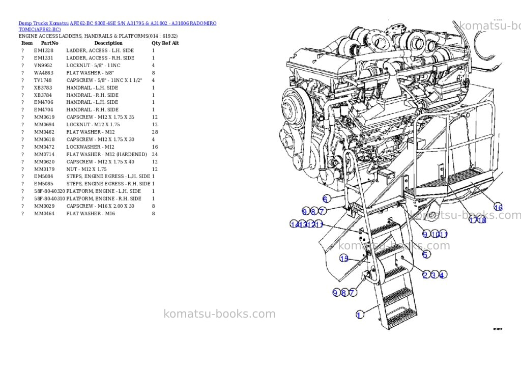 Komatsu afe62-bc 930e-4se s/n a31795 & a31802 - a31806 radomiro tomic Parts catalog cover Page 7 Komatsu afe62-bc 930e-4se s/n a31795 & a31802 - a31806 radomiro tomic Parts catalog cover Page 7