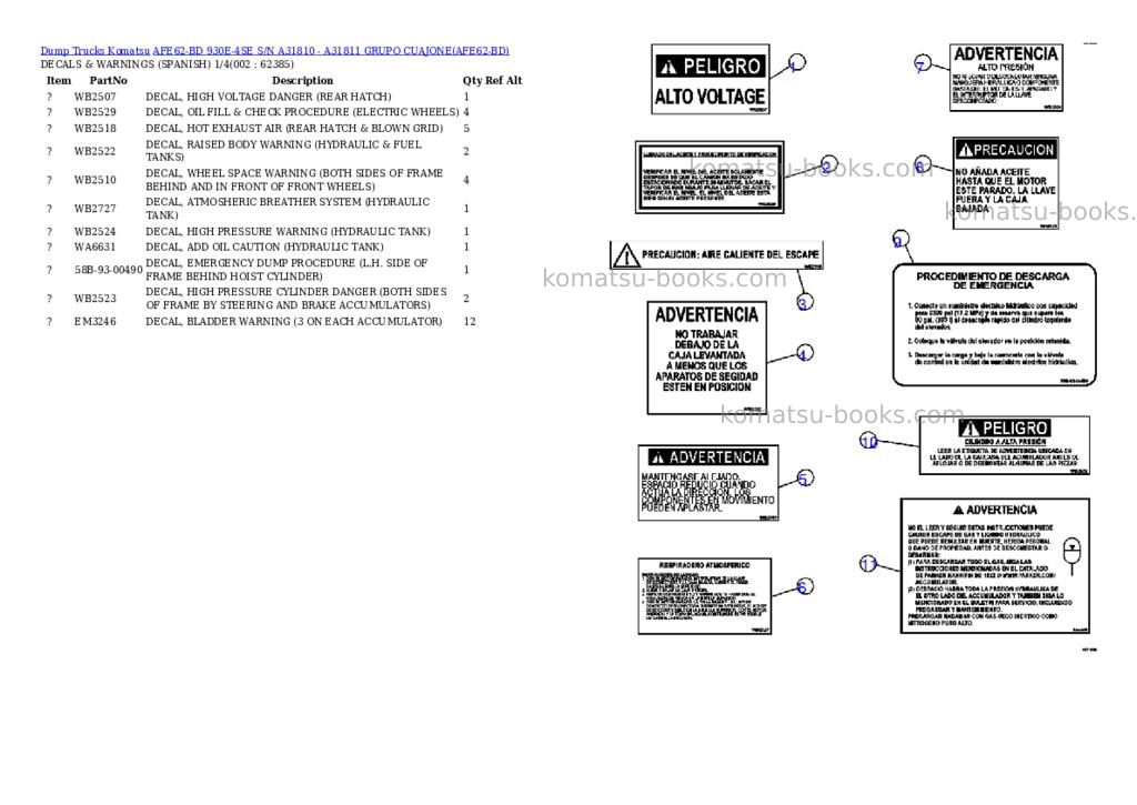 Komatsu afe62-bd 930e-4se s/n a31810 - a31811 grupo cuajone Parts catalog cover Komatsu afe62-bd 930e-4se s/n a31810 - a31811 grupo cuajone Parts catalog cover