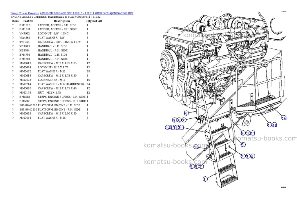 Komatsu afe62-bd 930e-4se s/n a31810 - a31811 grupo cuajone Parts catalog cover Page 7 Komatsu afe62-bd 930e-4se s/n a31810 - a31811 grupo cuajone Parts catalog cover Page 7