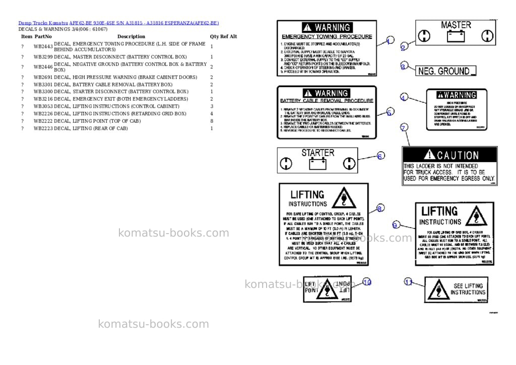 Komatsu afe62-be 930e-4se s/n a31815 - a31816 esperanza Parts catalog cover Page 3 Komatsu afe62-be 930e-4se s/n a31815 - a31816 esperanza Parts catalog cover Page 3