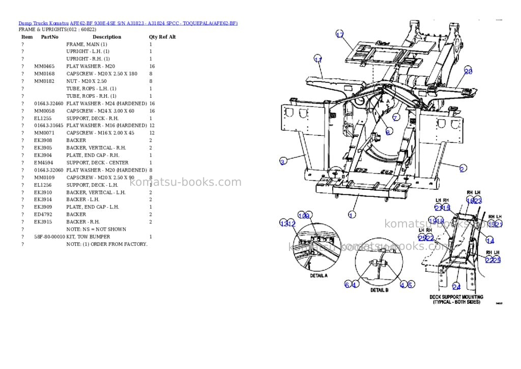 Komatsu afe62-bf 930e-4se s/n a31823 - a31824 spcc - toquepala Parts catalog cover Page 6