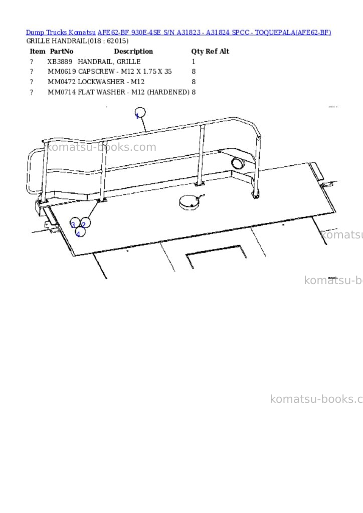 Komatsu afe62-bf 930e-4se s/n a31823 - a31824 spcc - toquepala Parts catalog cover Page 9