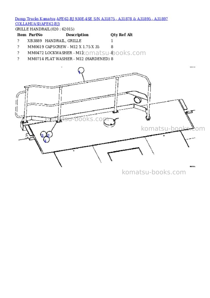Komatsu afe62-bj 930e-4se s/n a31875 - a31878 & a31895 - a31897 collahuasi Parts catalog cover Page 10 Komatsu afe62-bj 930e-4se s/n a31875 - a31878 & a31895 - a31897 collahuasi Parts catalog cover Page 10