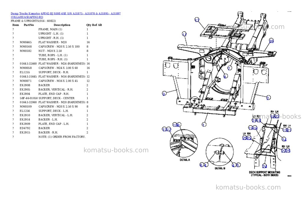 Komatsu afe62-bj 930e-4se s/n a31875 - a31878 & a31895 - a31897 collahuasi Parts catalog cover Page 7 Komatsu afe62-bj 930e-4se s/n a31875 - a31878 & a31895 - a31897 collahuasi Parts catalog cover Page 7