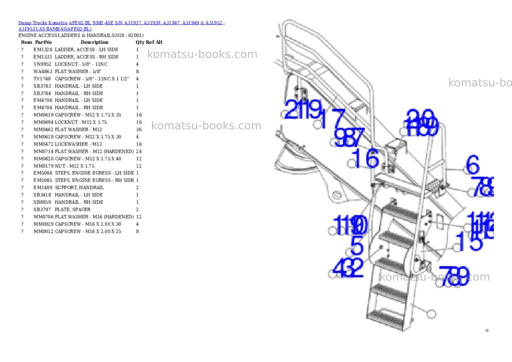 Komatsu afe62-bl 930e-4se s/n a31937, a31939, a31947, a31949 & a31952 - a31953 las bambas Parts catalog cover Page 9 Komatsu afe62-bl 930e-4se s/n a31937, a31939, a31947, a31949 & a31952 - a31953 las bambas Parts catalog cover Page 9