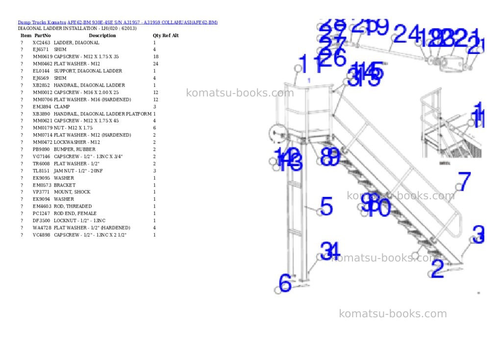 Komatsu afe62-bm 930e-4se s/n a31957 - a31959 collahuasi Parts catalog cover Page 10 Komatsu afe62-bm 930e-4se s/n a31957 - a31959 collahuasi Parts catalog cover Page 10